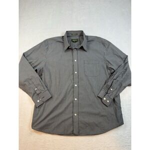 Eddie Bauer Relaxed Fit Button Down Plaid Black Checkered Shirt Mens XL